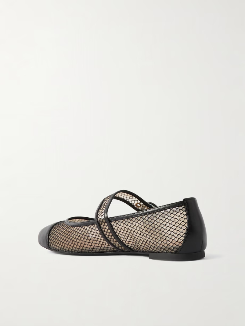 Solstice leather-trimmed mesh ballet flats