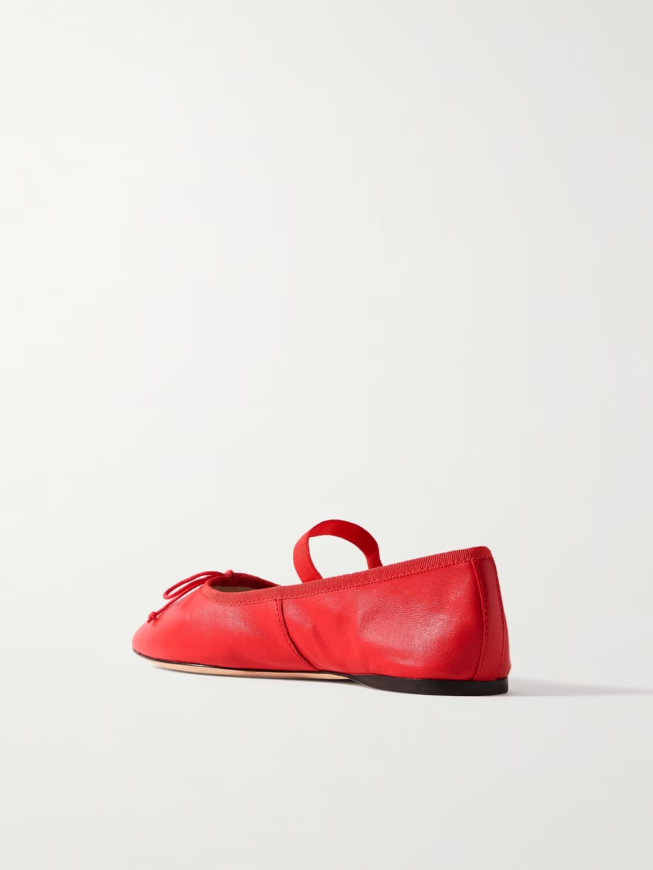 Leonie bow-embellished leather flats