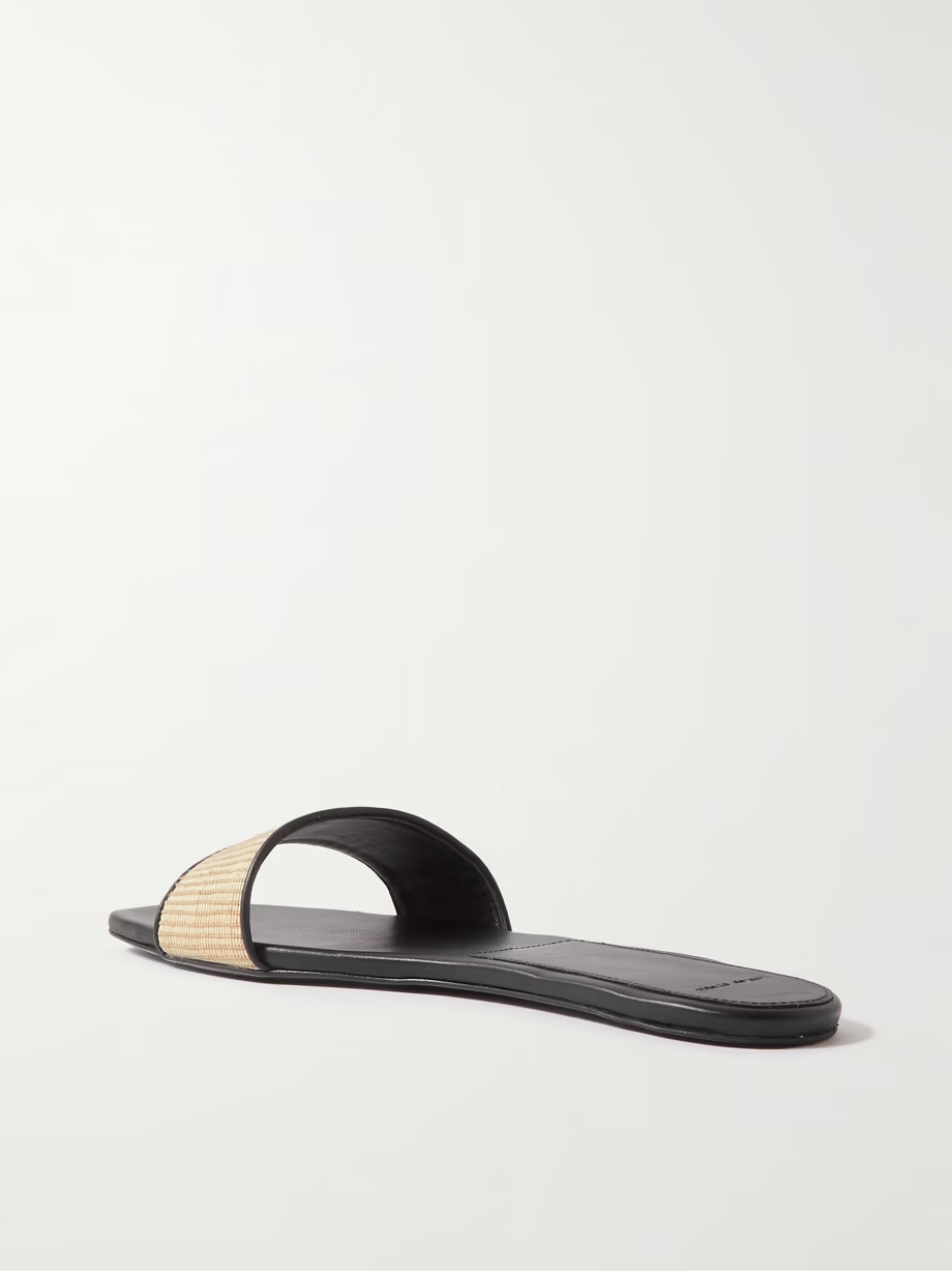 Hades leather-trimmed raffia slides