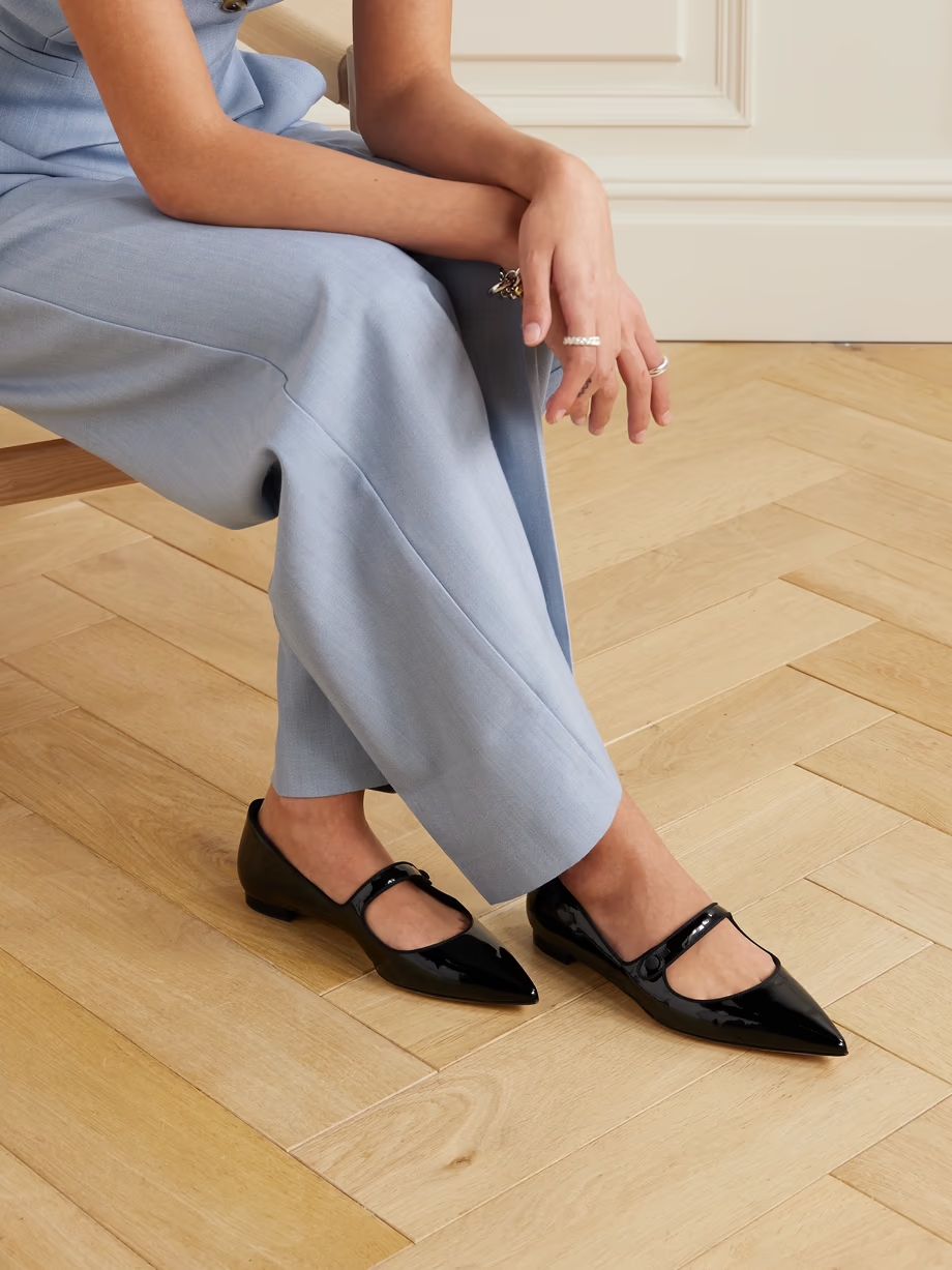 Campari grosgrain-trimmed patent-leather ballet flats