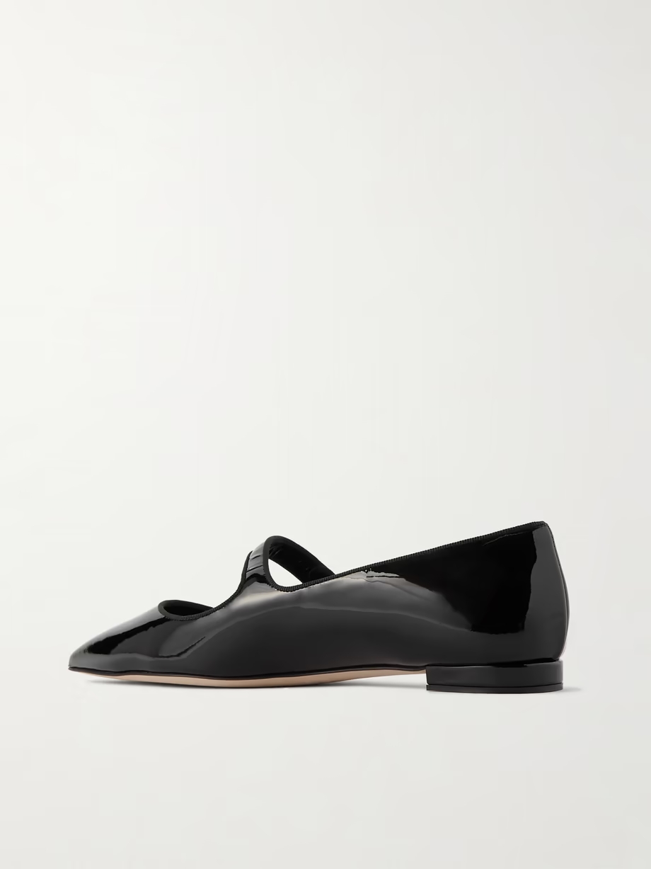 Campari grosgrain-trimmed patent-leather ballet flats