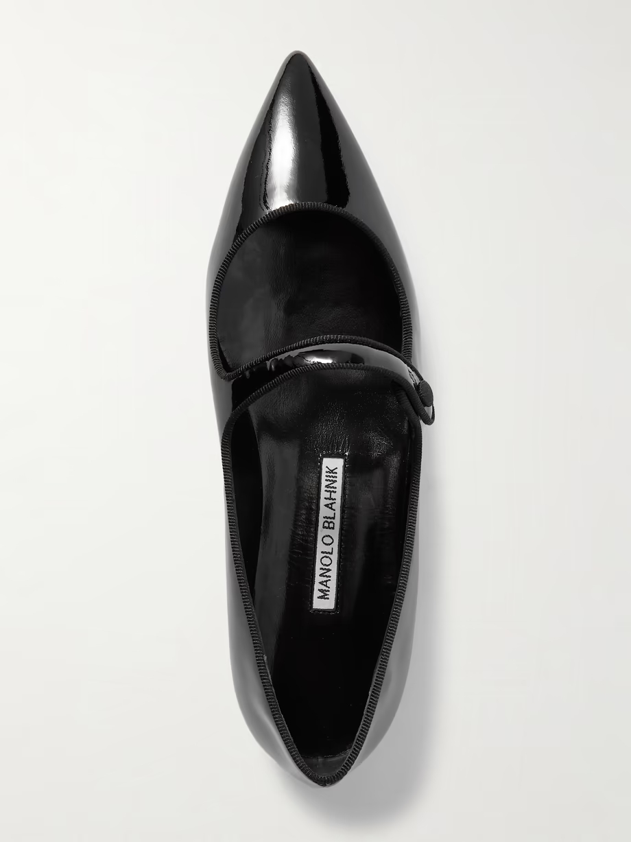 Campari grosgrain-trimmed patent-leather ballet flats