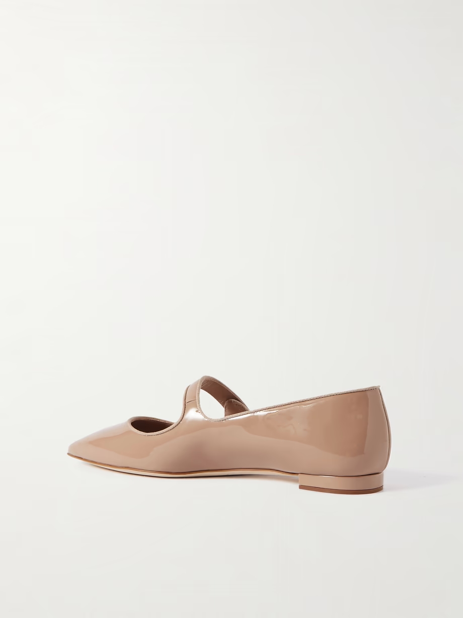 Campari grosgrain-trimmed patent-leather ballet flats