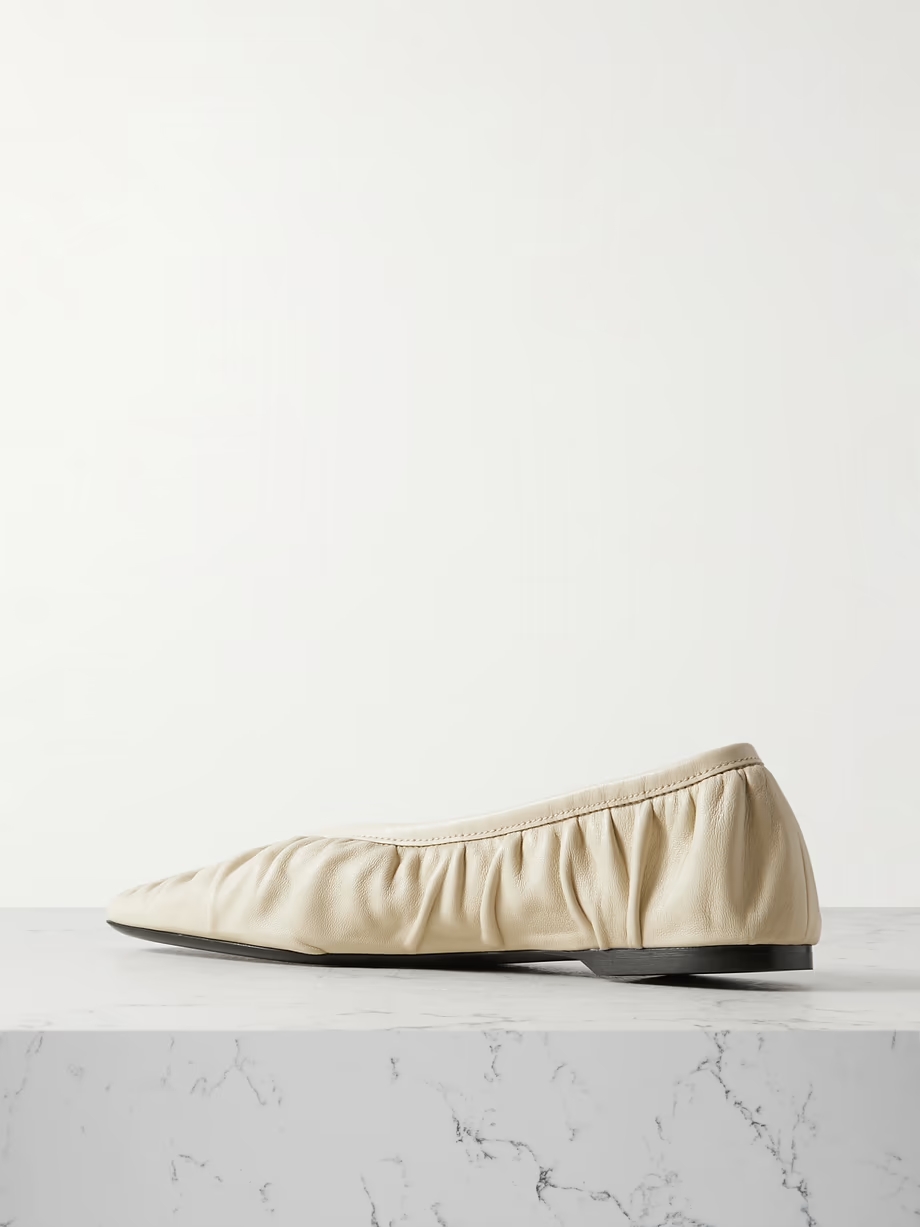 The Gathered leather ballet flats