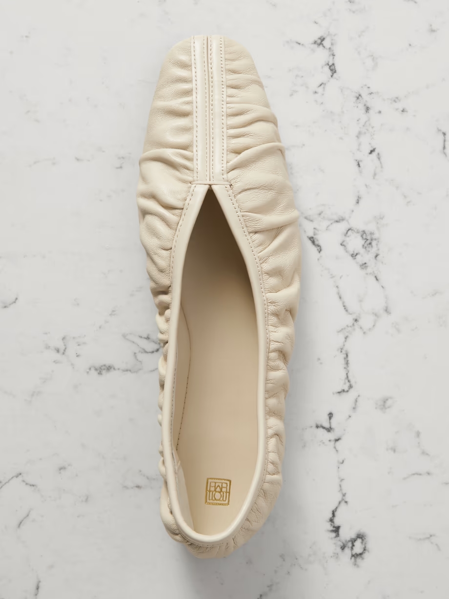 The Gathered leather ballet flats