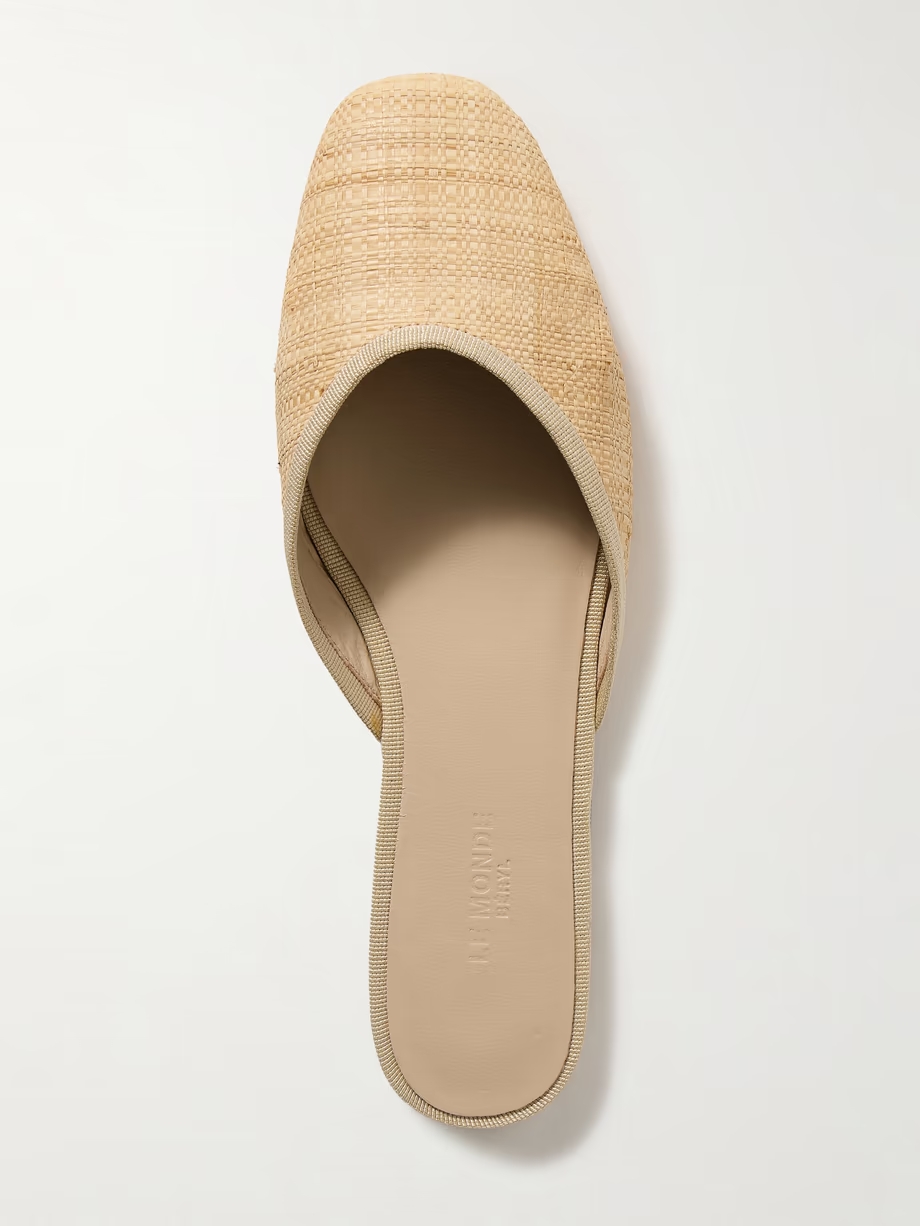 Regency grosgrain-trimmed raffia mules