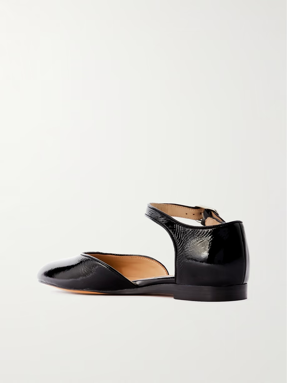 Patent-leather Mary Jane ballet flats