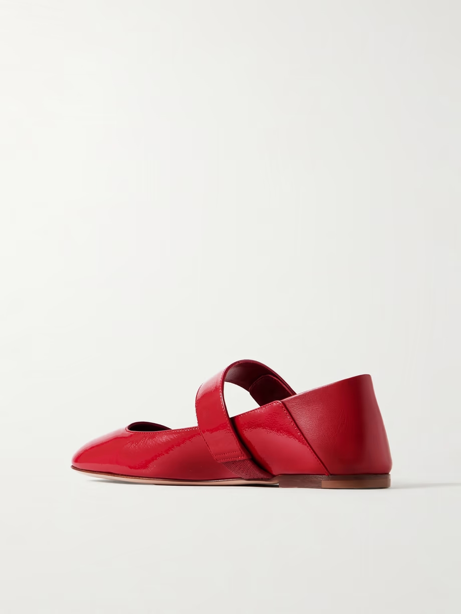 VLOGO Locker crinkled patent-leather ballet flats