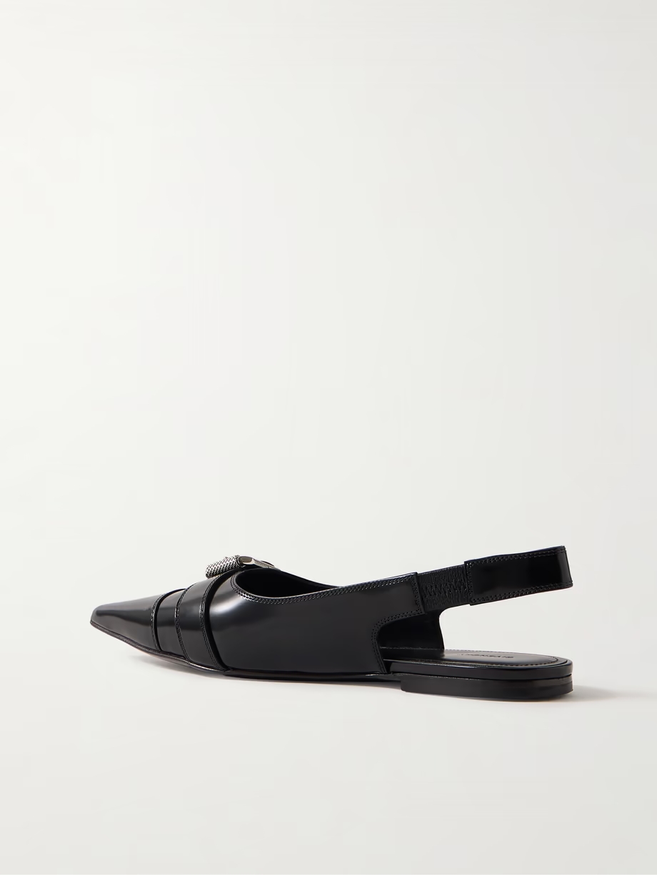 Voyou buckled leather slingback point-toe flats