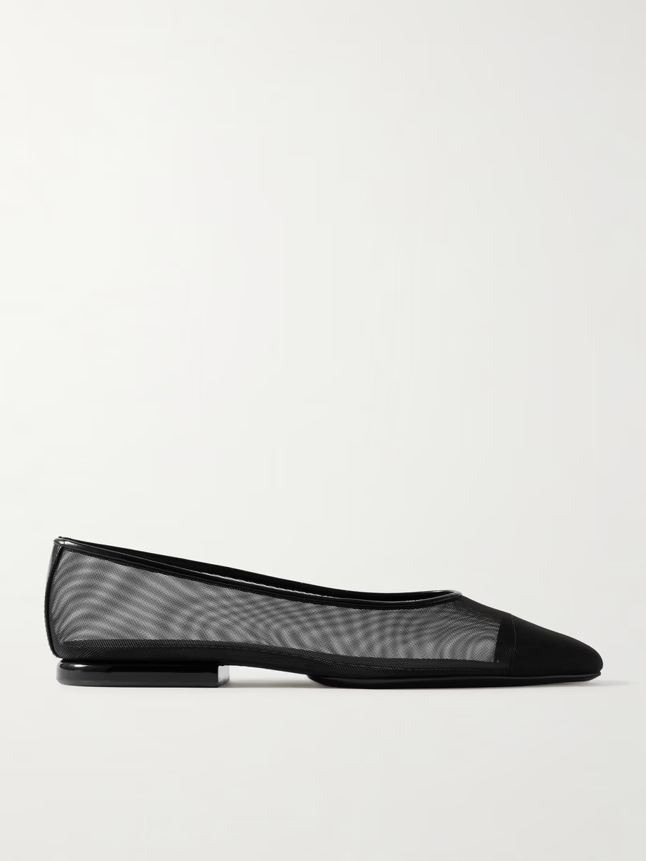 Primula leather-trimmed mesh point-toe flats