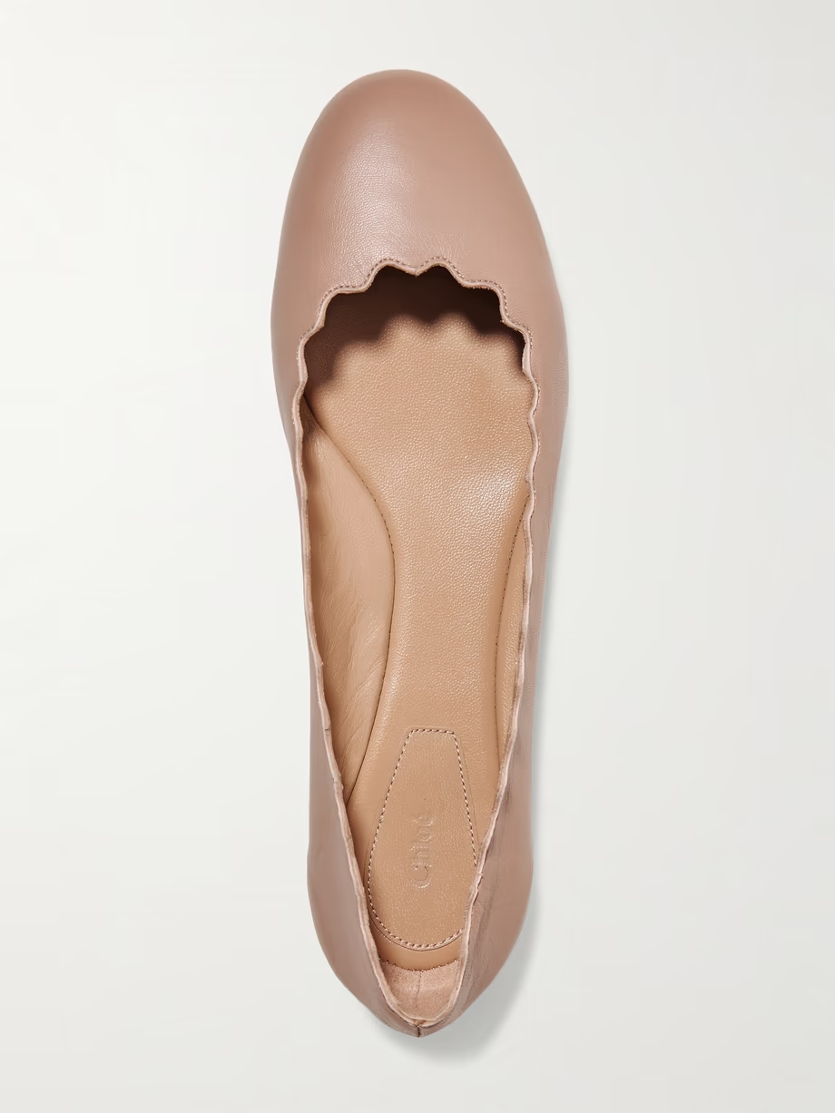 Lauren scalloped leather ballet flats