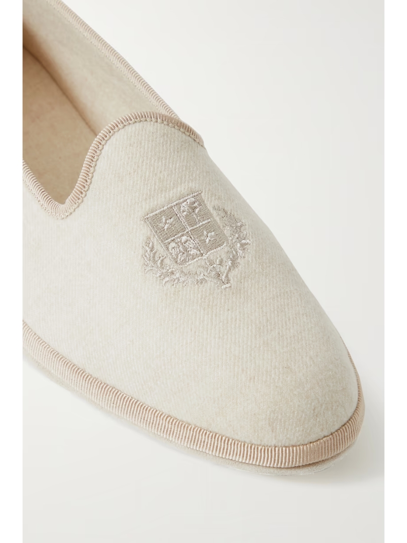 Venice embroidered cashmere-blend flannel slippers