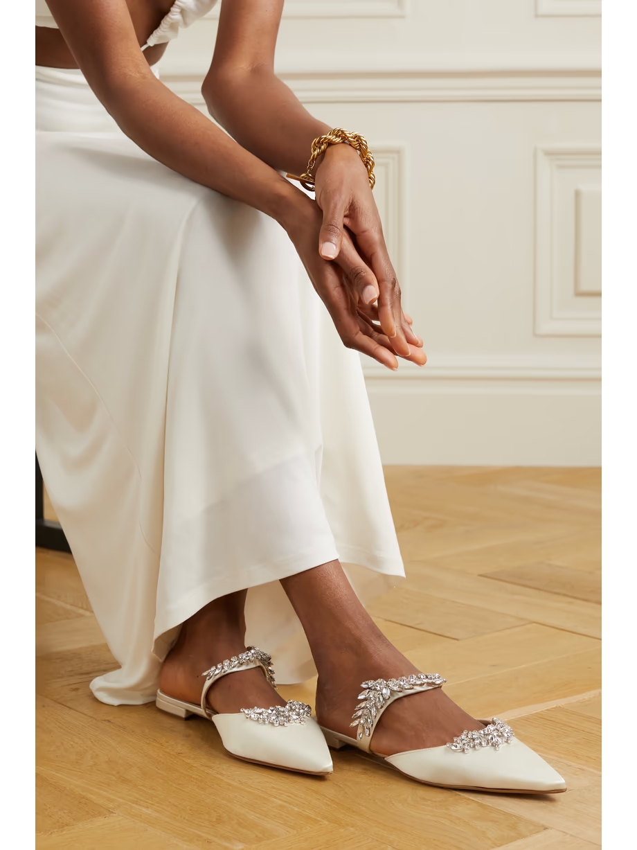 Lurum 45 crystal-embellished satin mules