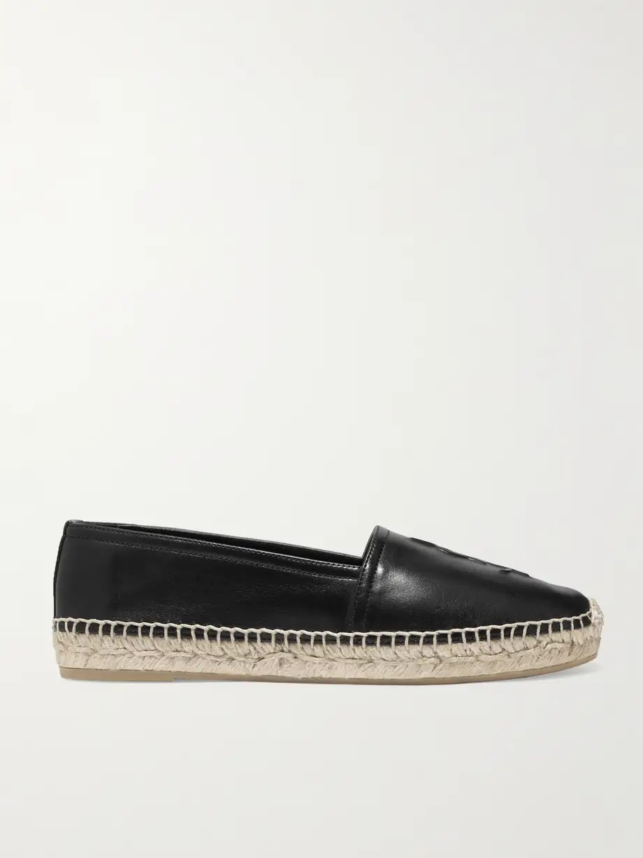 Logo-embossed leather espadrilles