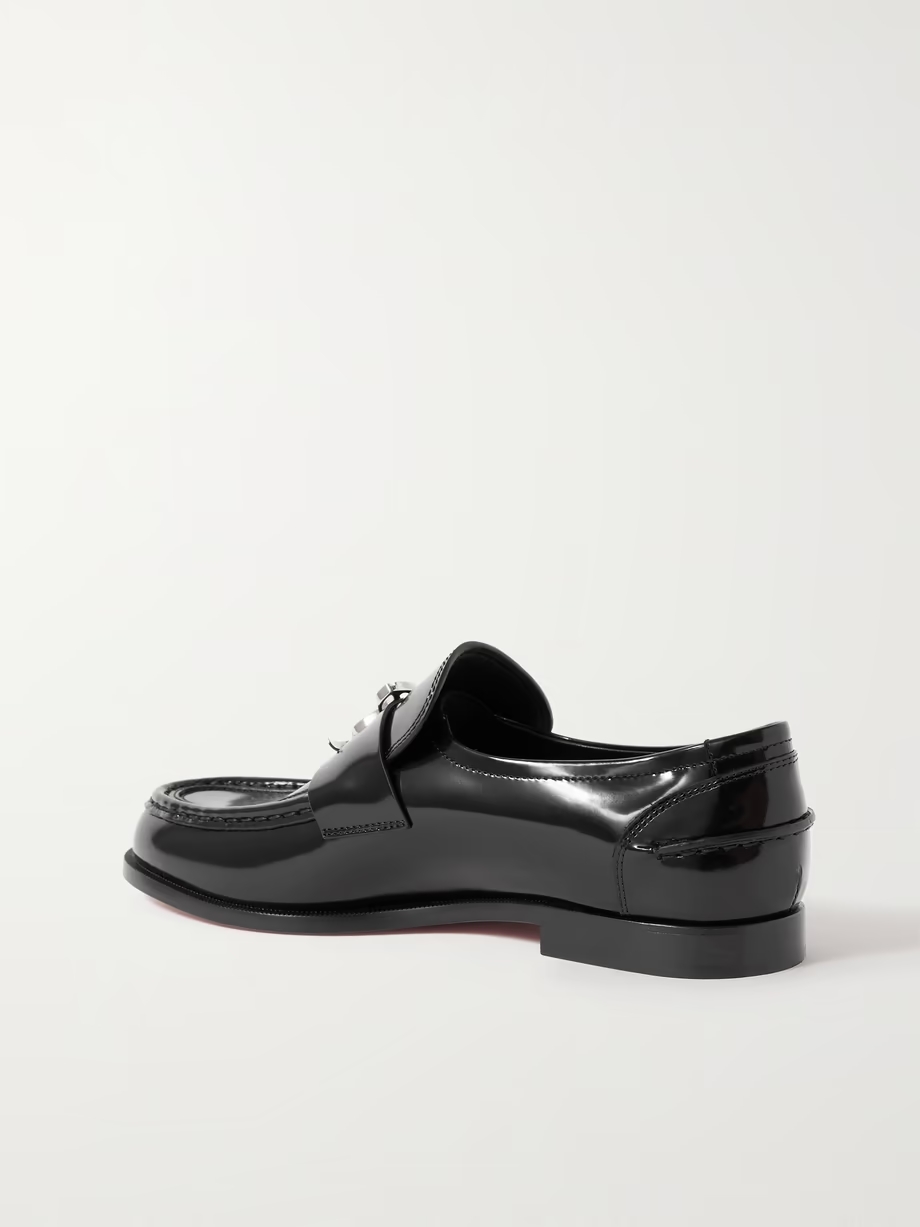 CL Moc embellished glossed-leather loafers