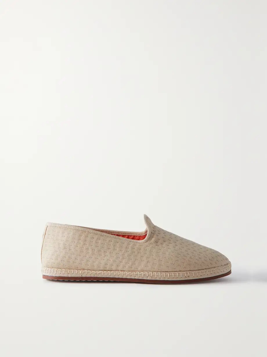 Laguna Furlane matelassé linen-canvas slippers