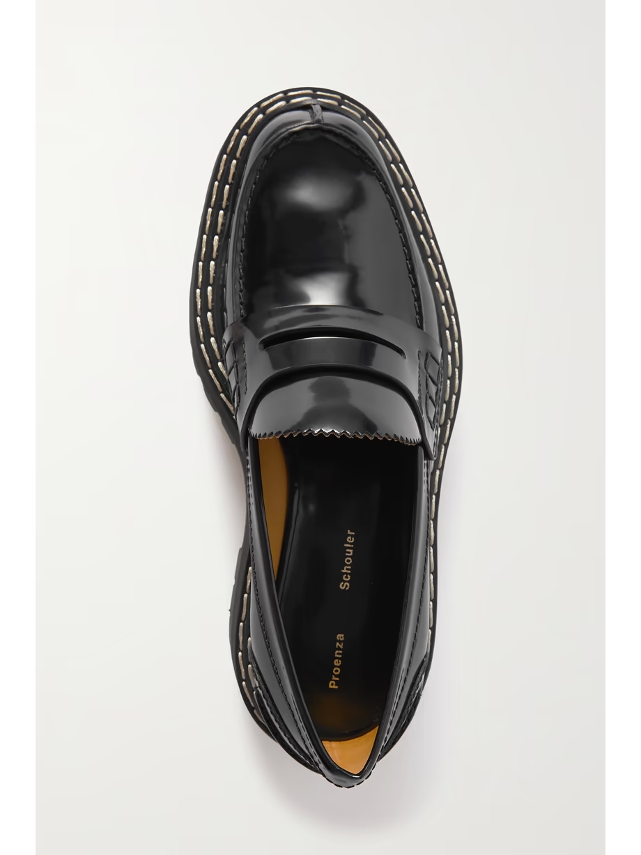 Lug Sole glossed-leather platform loafers