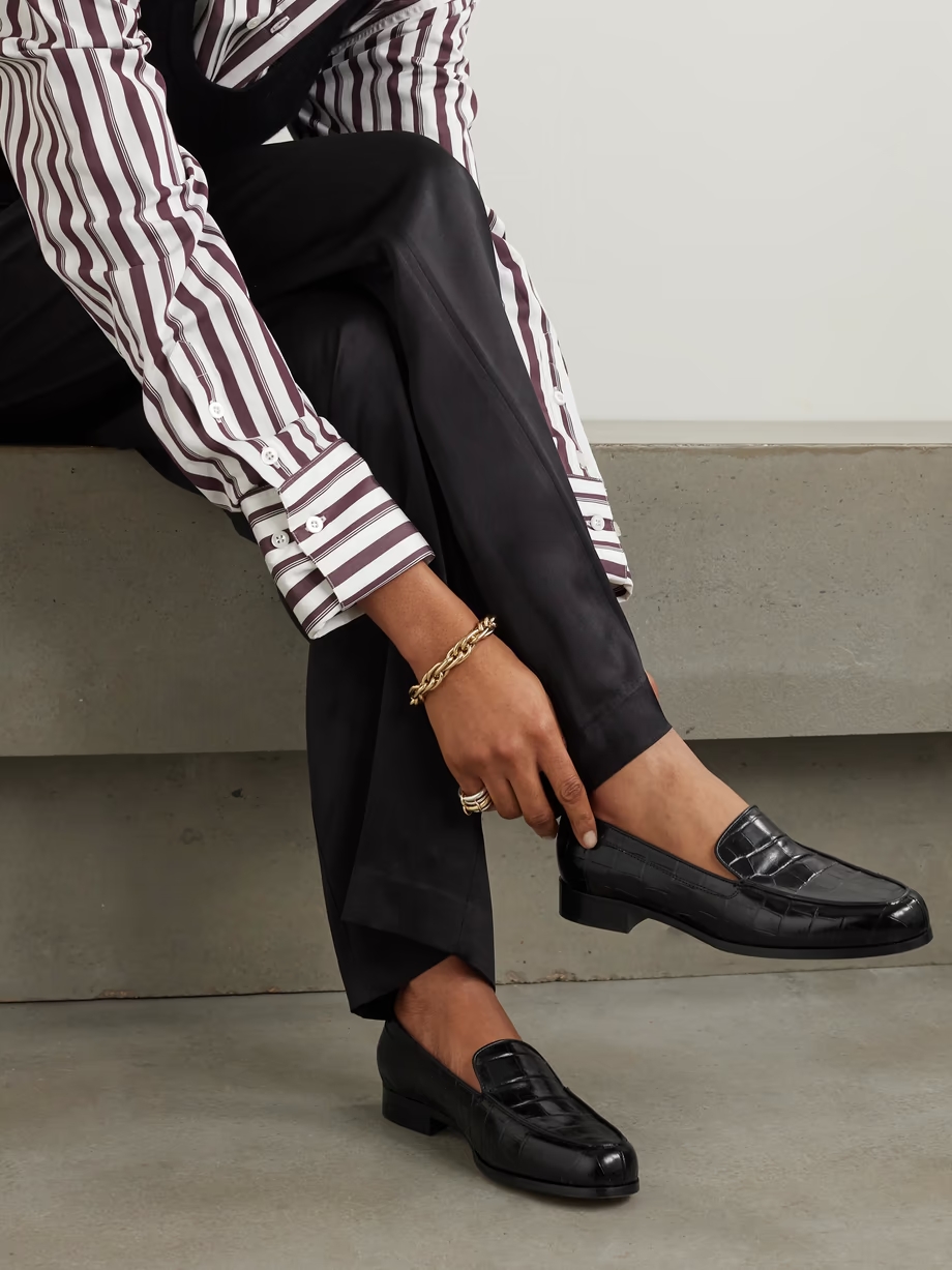 Danielle croc-effect patent-leather loafers