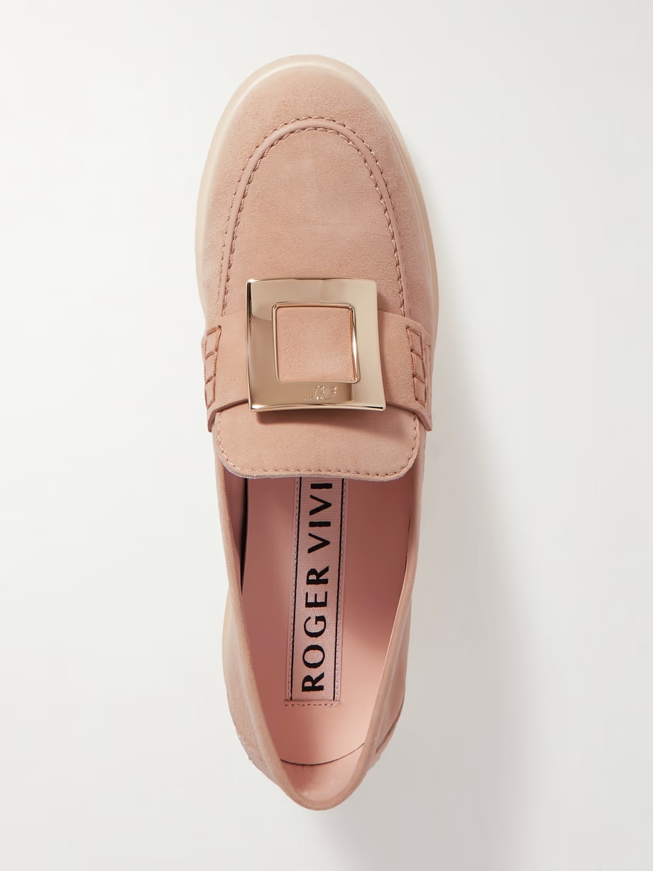 Embellished suede loafers