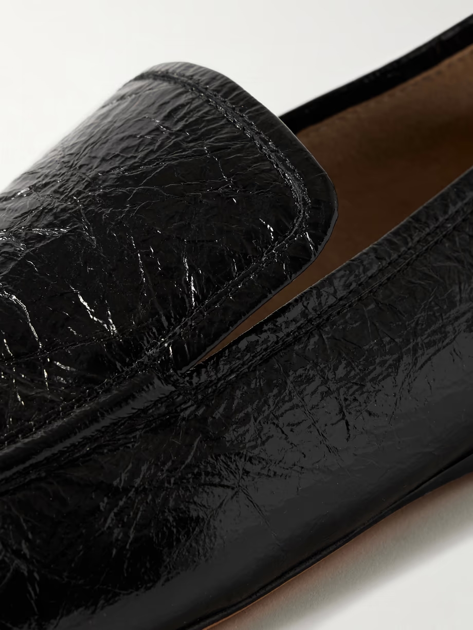 Alessio glossed textured-leather loafers