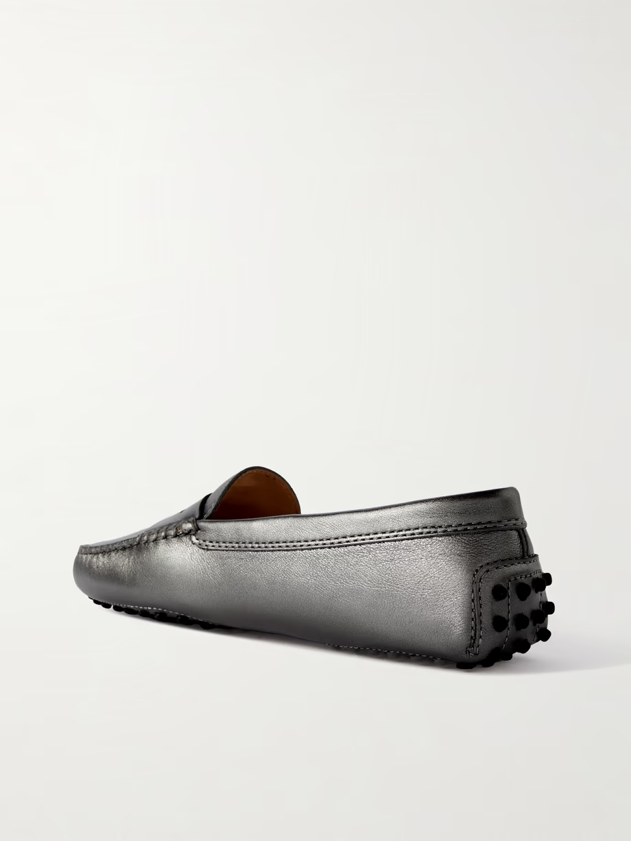 Gommino metallic leather loafers