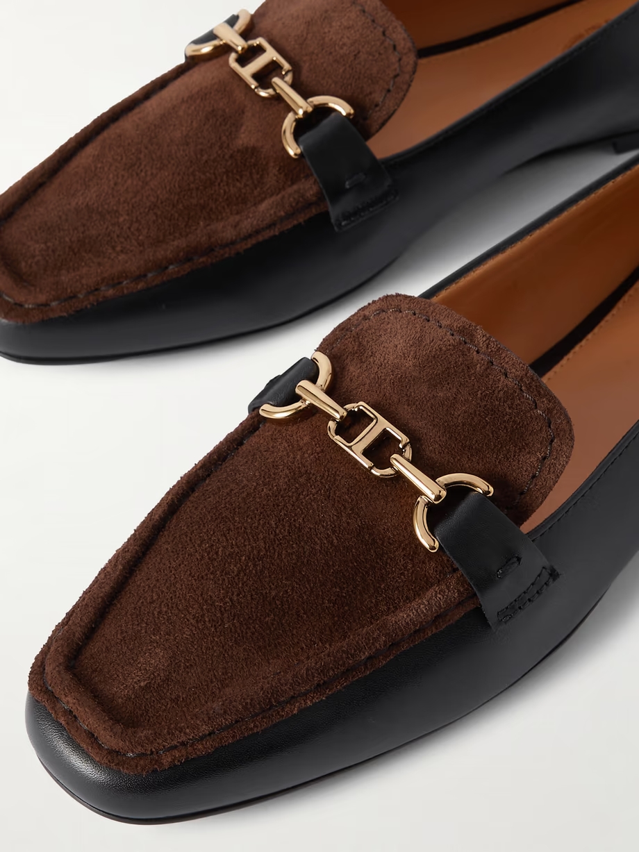 Gomma embellished leather and suede loafers