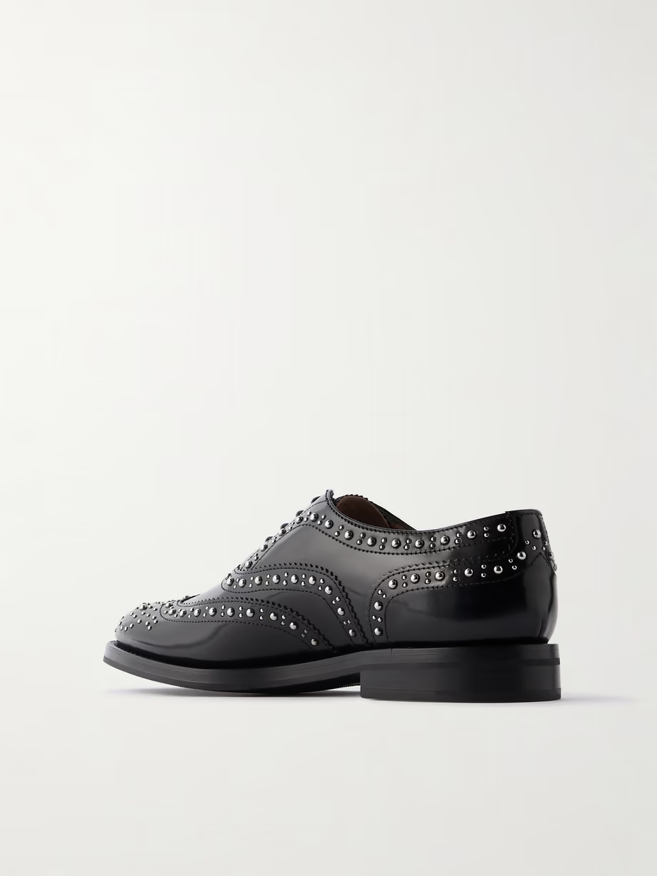 Burwood Met studded glossed-leather brogues