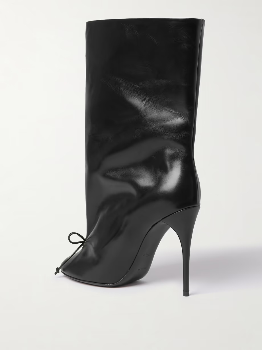 Tie-detailed leather ankle boots