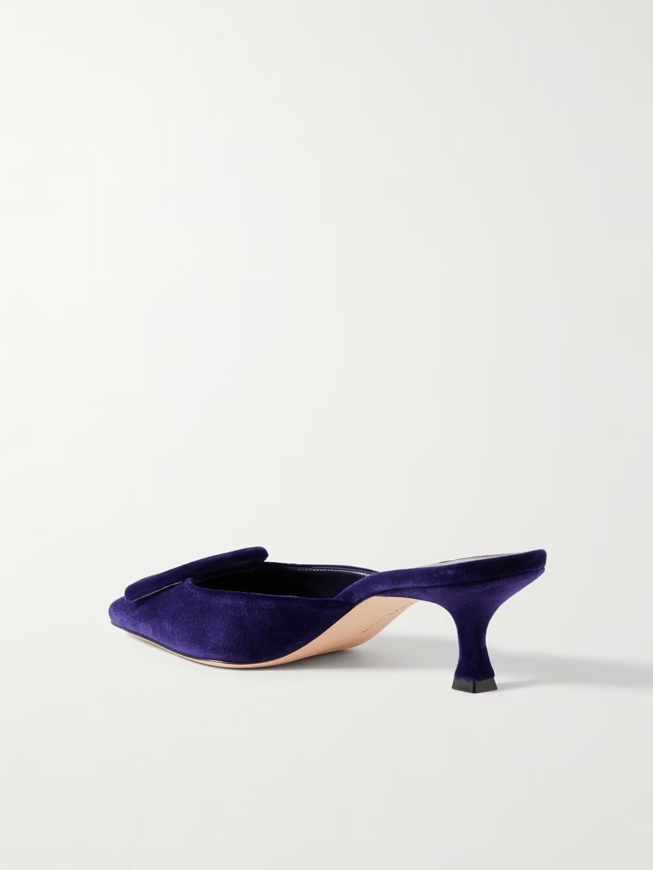 Maysale 50 buckled velvet mules