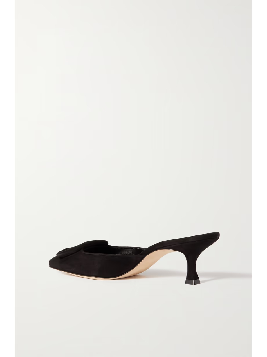 Maysale 50 buckled suede mules