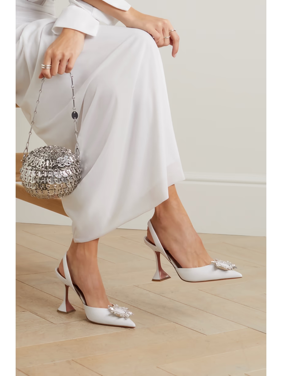 Begum Swarovski crystal-embellished leather slingback pumps