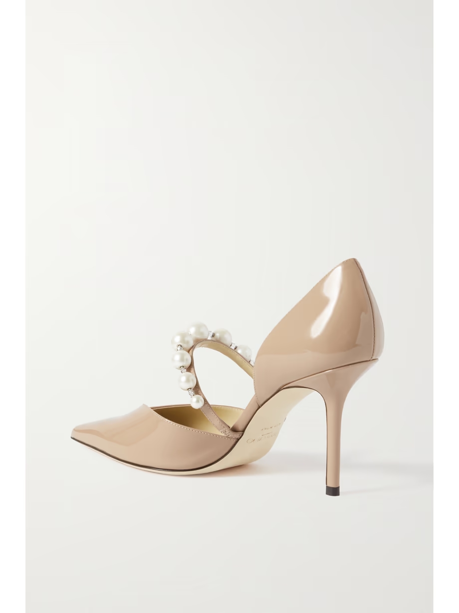 Aurelie 85 embellished patent-leather point-toe pumps