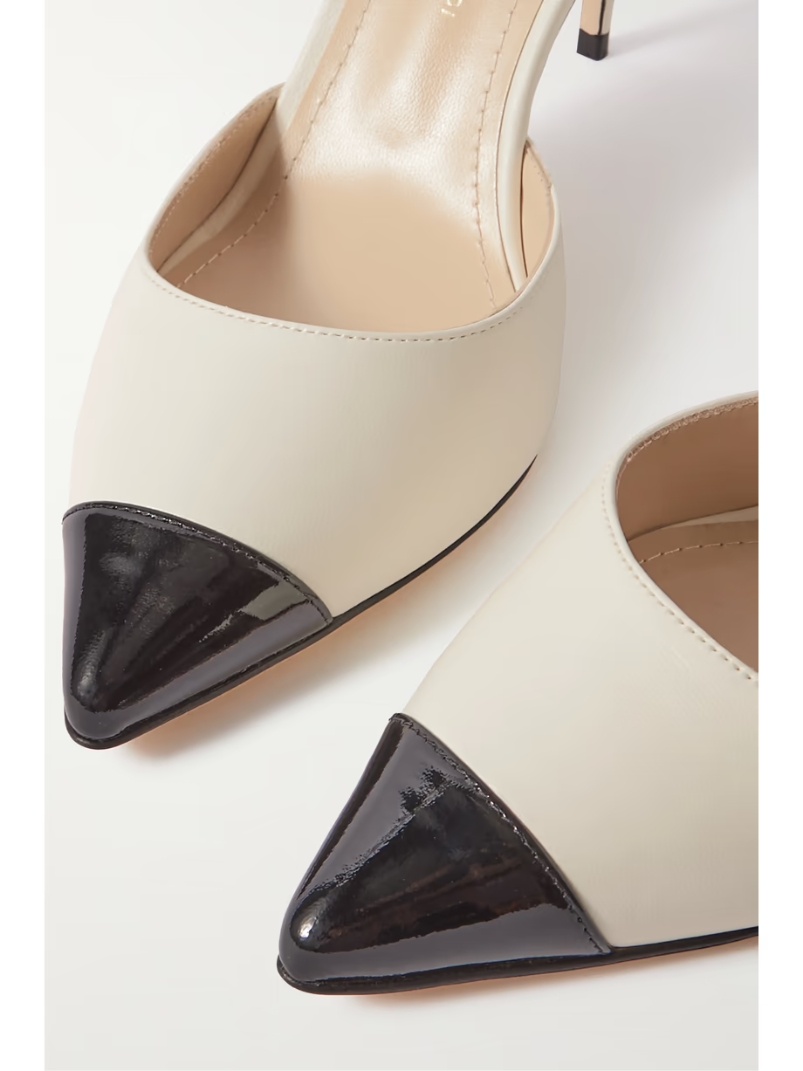 Vittorio 85 leather and patent-leather slingback pumps