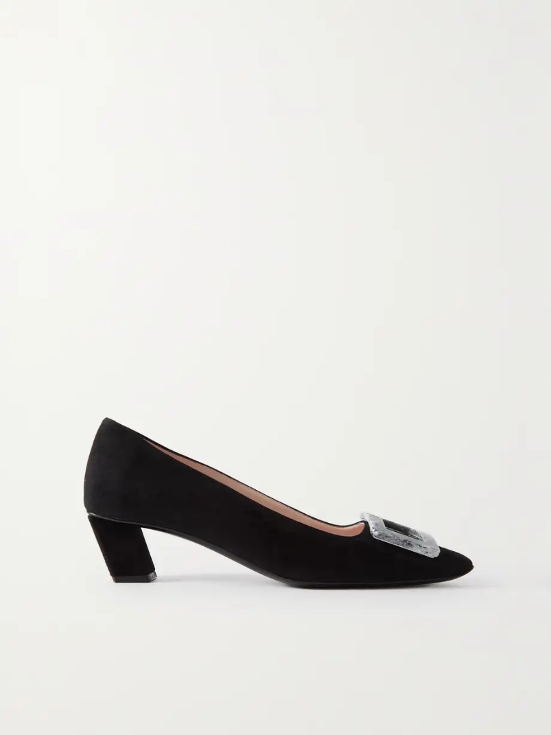 Belle Vivier embellished suede pumps