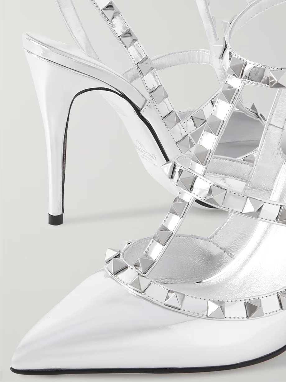 Rockstud 100 mirrored-leather pumps