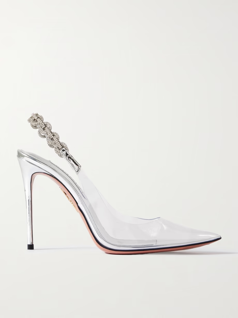 Love Link 105 crystal-embellished PVC slingback pumps