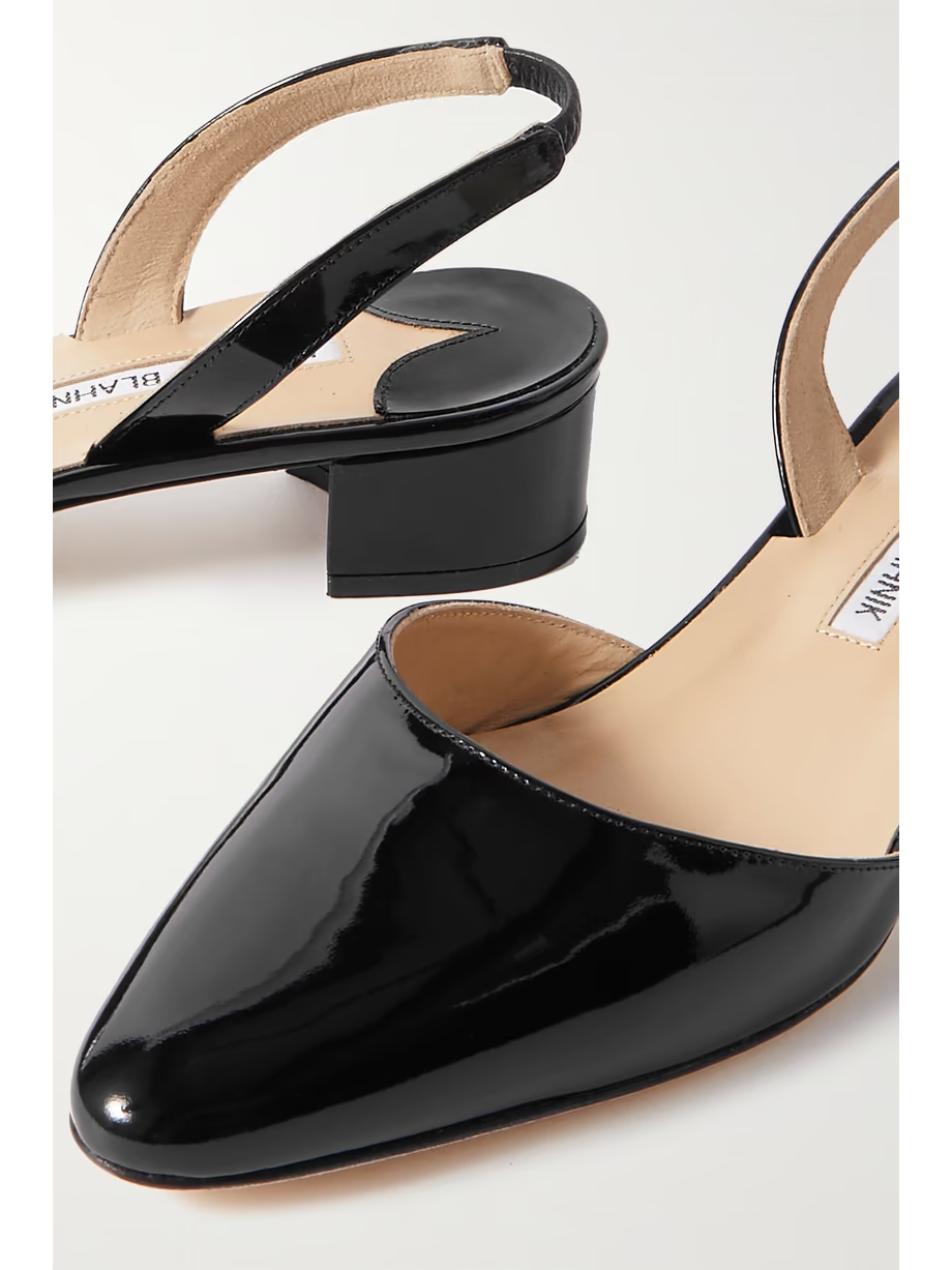 Aspro 30 patent-leather slingback point-toe pumps