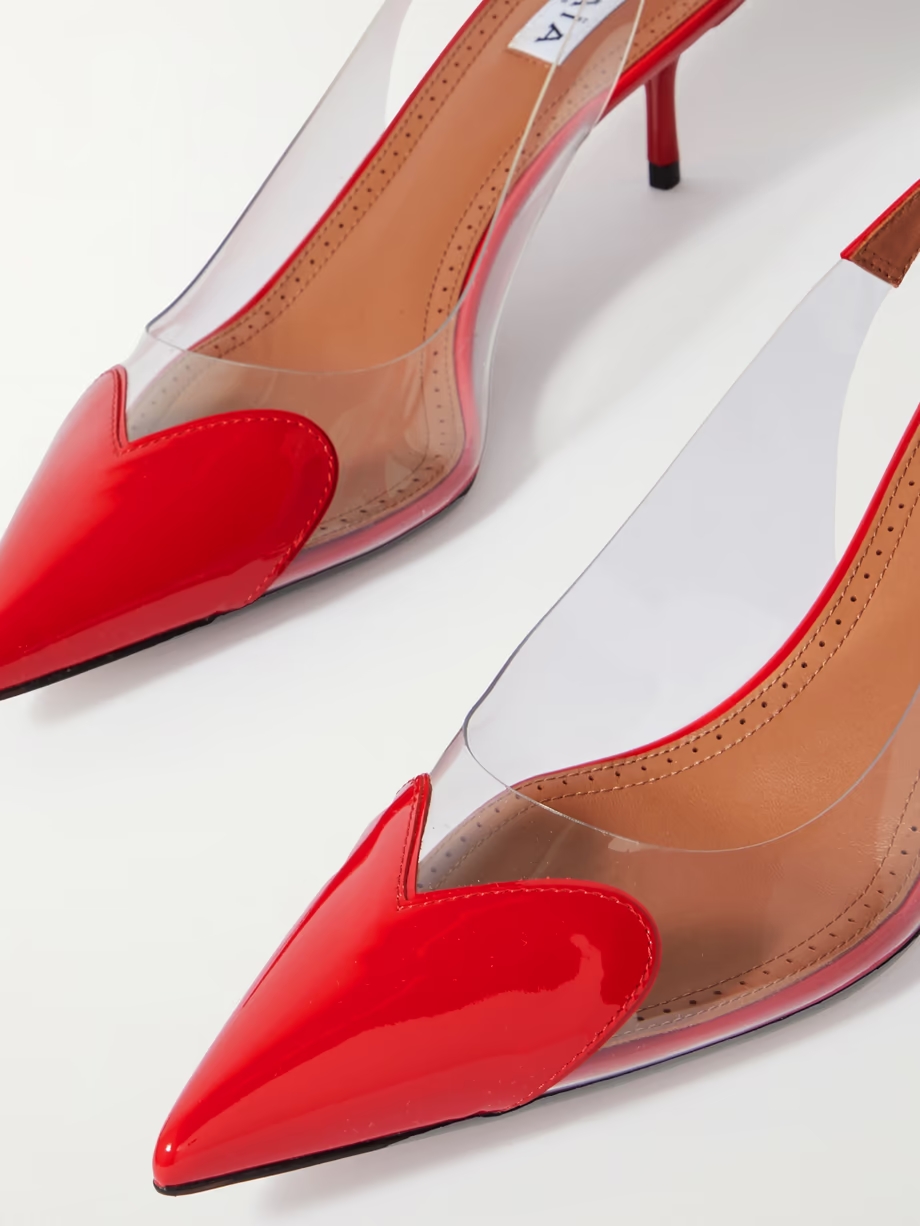 Cœur 55 PU and patent-leather slingback pumps