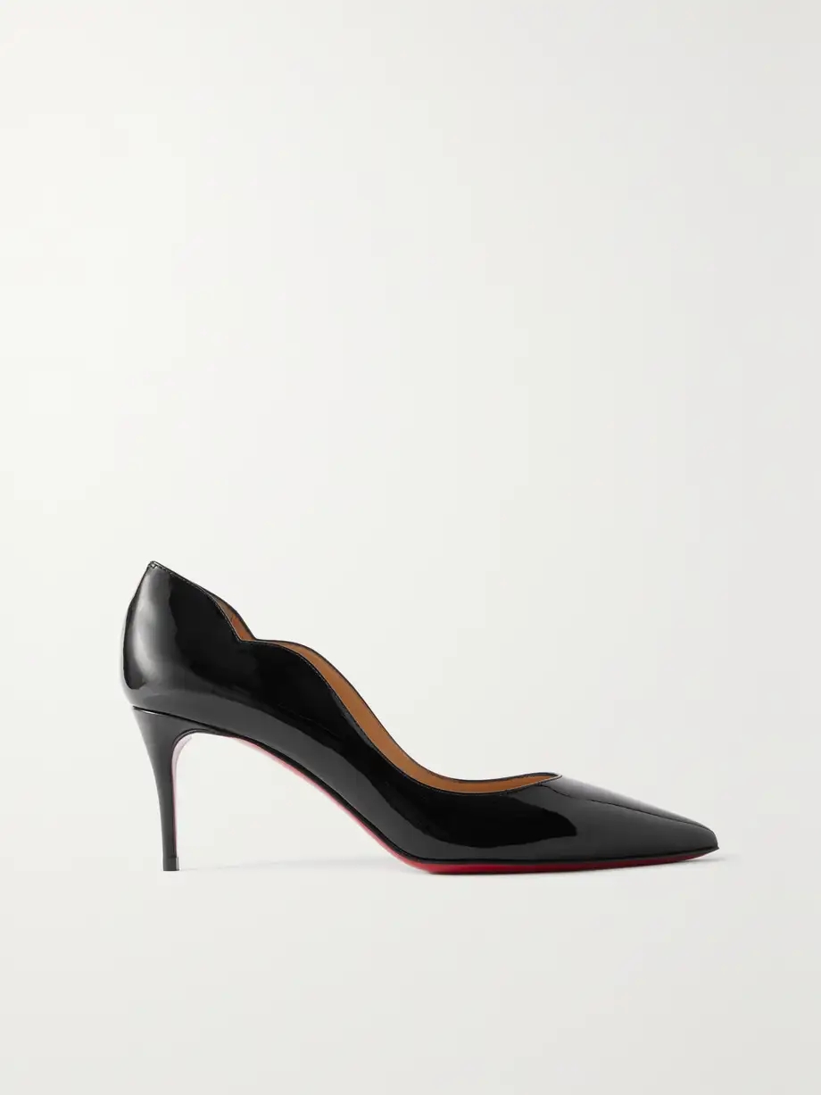 Hot Chick 70 scalloped patent-leather pumps