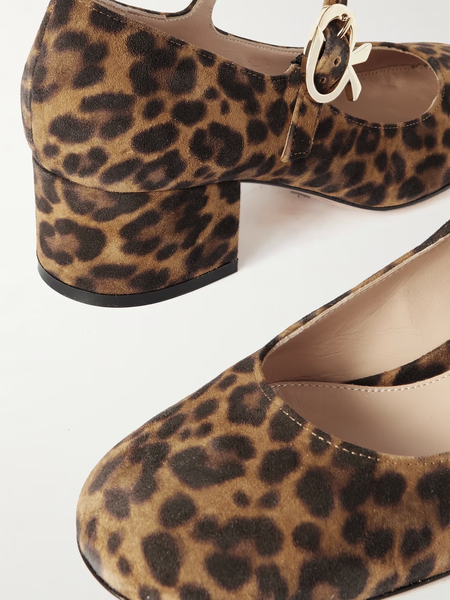 Mary Ribbon 45 leopard-print suede Mary Jane pumps