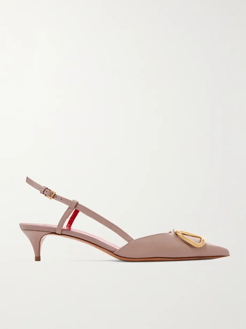 Valentino Garavani Go Logo 40 embellished leather slingback pumps