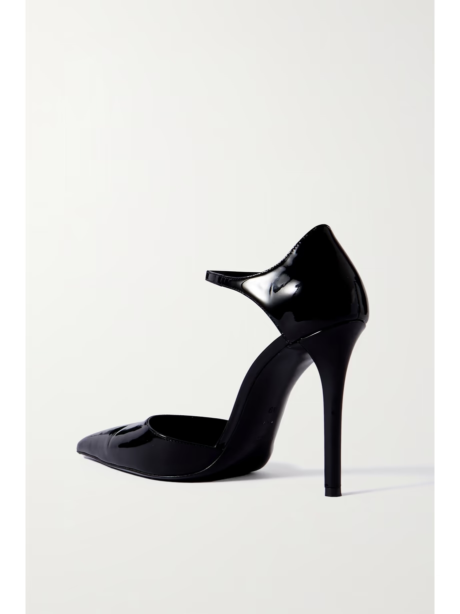 Avenue glossed-leather point-toe pumps