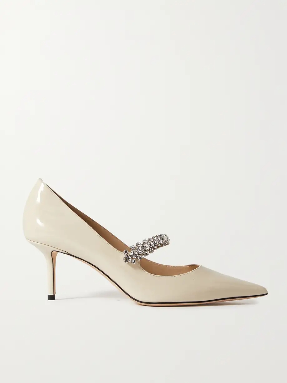 Bing 65mm crystal-embellished patent-leather pumps