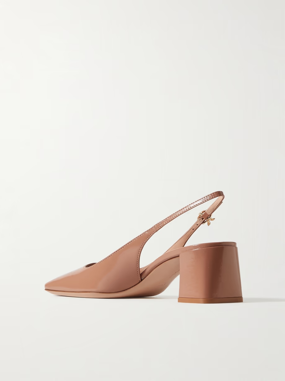 Nuit 55 glossed-leather slingback pumps