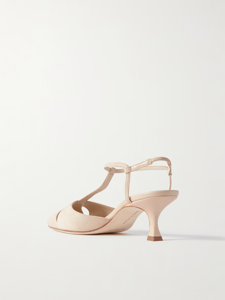 Turgimod 50 cutout leather and suede slingback pumps