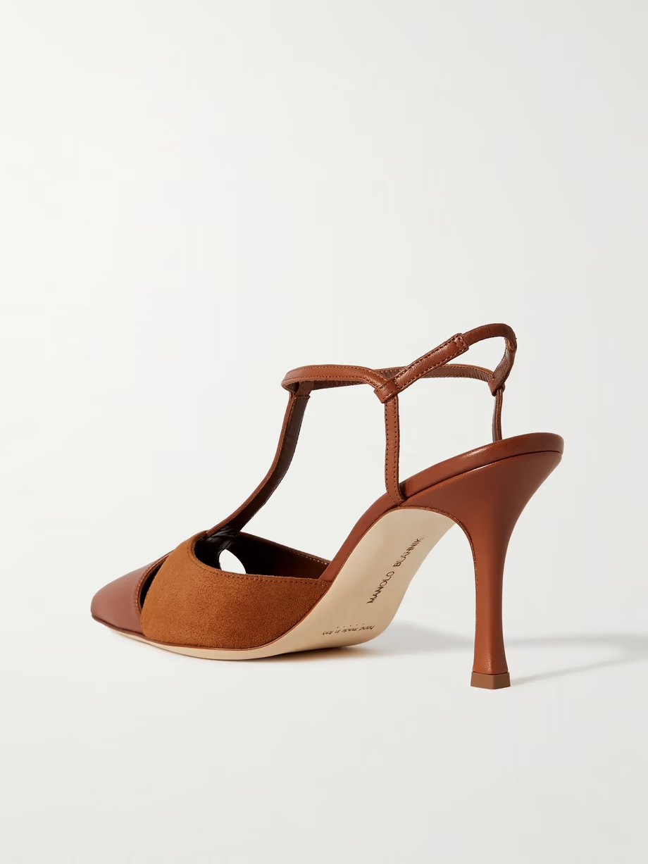 Turgimodhi 90 cutout leather and suede slingback pumps