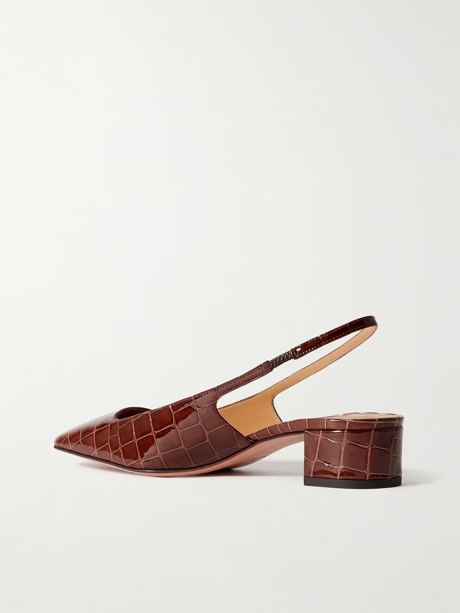 Ginza 35 croc-effect leather slingback pumps