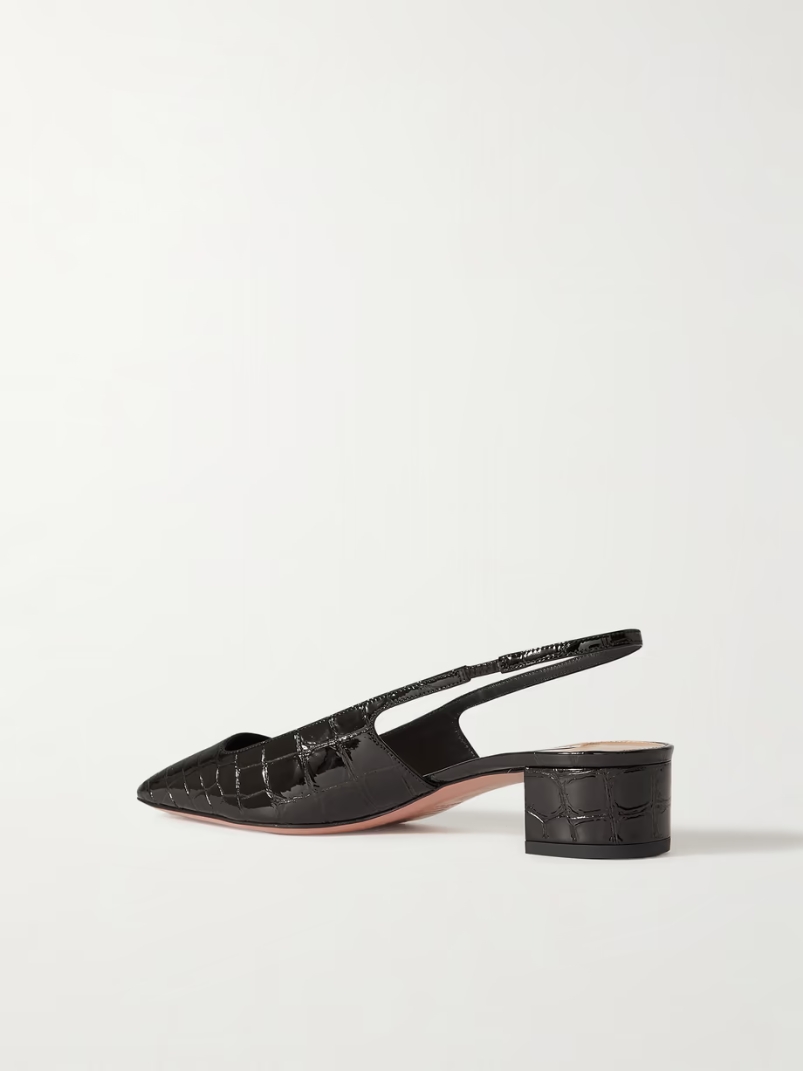 Ginza 35 croc-effect patent-leather slingback pumps