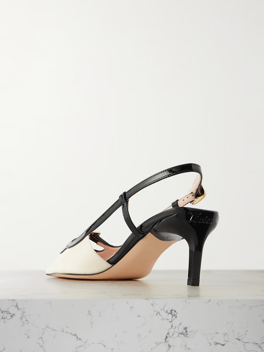 Two-tone patent-leather slingback pumps