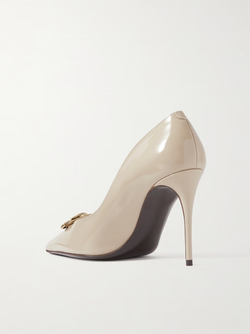 Formale embellished patent-leather point-toe pumps